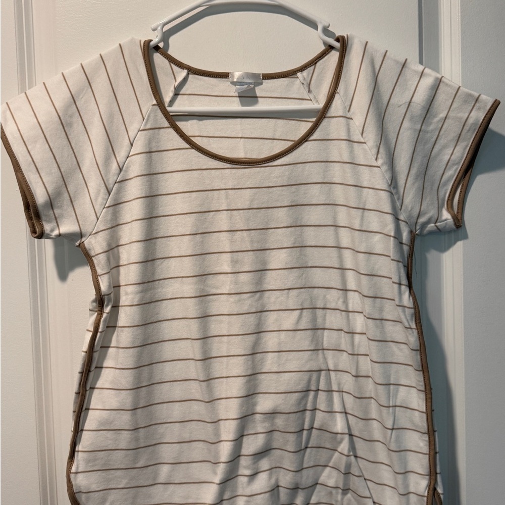 Striped Short Sleeve / Cropped Pima Pajama Set by LAKE